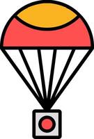 paracaídas línea lleno icono vector