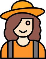 Farmer Female Line Filled Icon vector