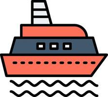 Ship Line Filled Icon vector