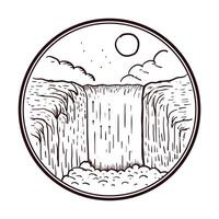 Circle Vintage Retro Waterfall Badge Emblem Label Illustration Design vector