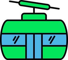 Cableway Line Filled Icon vector