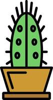 icono lleno de línea de cactus vector