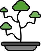 bonsai línea lleno icono vector