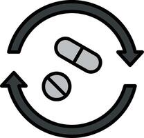 Pill Line Filled Icon vector