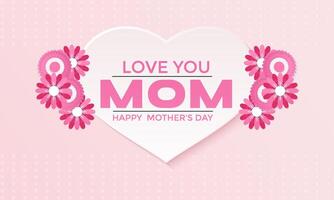 Mother's day. love with paper flying elements.Banner poster, flyer and background vector