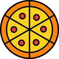 Pizza línea lleno icono vector