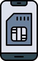 Sim Card Line Filled Icon vector