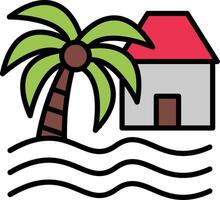 Beach House Line Filled Icon vector