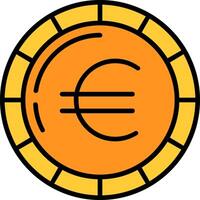 Euro Coin Line Filled Icon vector