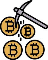 Bitcoin Mining Line Filled Icon vector