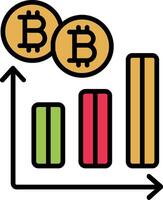 Bitcoin Graph Line Filled Icon vector