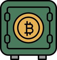 bitcoin almacenamiento línea lleno icono vector