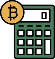 Bitcoin Calculator Line Filled Icon vector