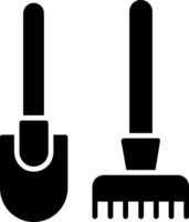 Rake And Hoe Glyph Icon vector