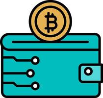 Cryptocurrency Wallet Line Filled Icon vector