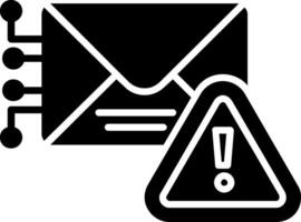 Warning Mail Glyph Icon vector