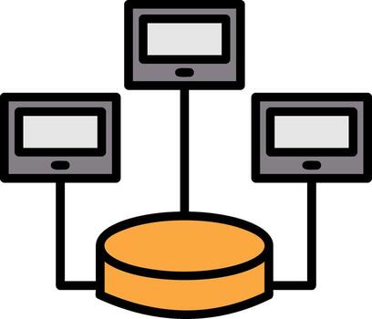 Distributed Database Line Filled Icon vector