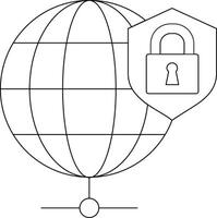 icono de línea de seguridad global vector