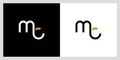 MC or CM letter logo design template vector