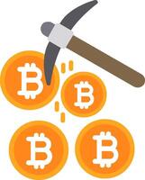 Bitcoin Mining Flat Icon vector