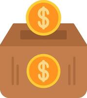 icono plano de caja de dinero vector