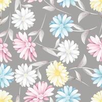 Seamless pattern hand drawn flowers field vector