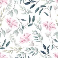 Seamless pattern hand drawn flowers field vector