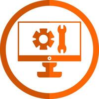 Technical Support Glyph Orange Circle Icon vector