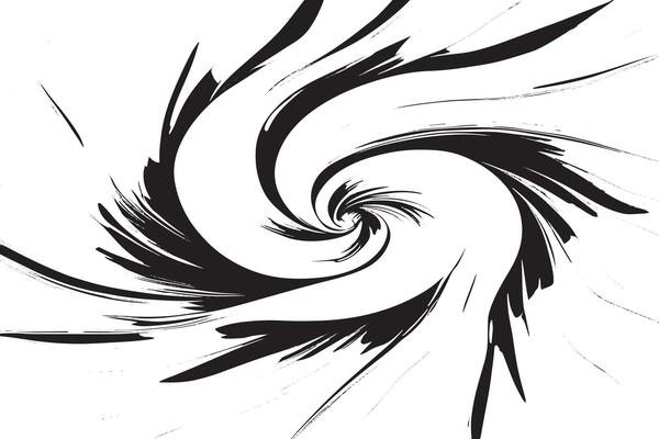 A High-Contrast Black and White Swirl Pattern on a Clean White Background