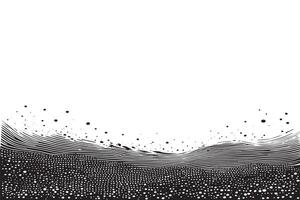 High-Resolution Abstract Wave Pattern in Black and White, Stippled Illustration on White Background Minimalist Design with Dots vector