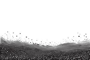 High-Resolution Abstract Wave Pattern in Black and White, Stippled Illustration on White Background Minimalist Design with Dots vector