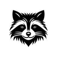 Black and White Raccoon face head Silhouette icon symbol logo Illustration vector