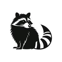 Raccoon Silhouette Black and White icon symbol Illustration vector