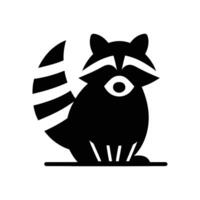 Raccoon Silhouette Black and White icon symbol Illustration vector