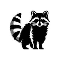 Raccoon Silhouette Black and White icon symbol Illustration vector