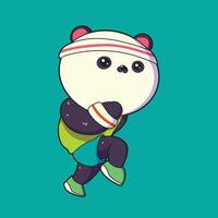 imagen de un panda corriendo en el Mañana. en gimnasio ropa y un pequeño sudor. vector