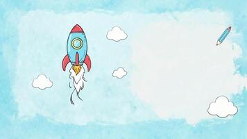 rocket animation with copy space, credit tittle video