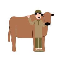 Muslim Man With Cow Illustration vector