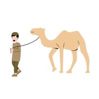 Muslim Man With Camel Illustration vector