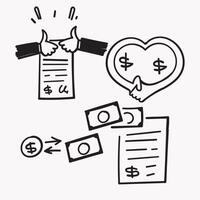 hand drawn doodle financial agreement related icon illustration vector