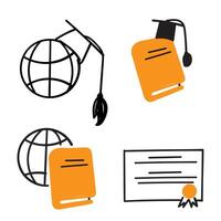 hand drawn doodle world education related illustration vector