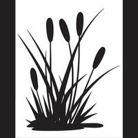 Silhouette Reed Plant Image vector