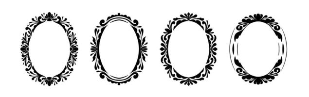 Classic Oval Ornamental Frames Set. Elegance Vintage Border for Invitation and Scrapbooking design vector