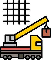 Crane Lifting Line Filled Icon vector