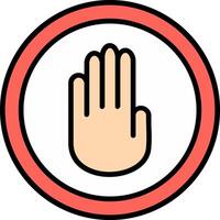 Stop Hand Line Filled Icon vector