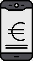 Euro Mobile Pay Line Filled Icon vector