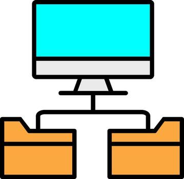 carpetas red estructura línea lleno icono vector