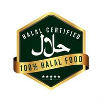 halal certificado logo, icono, insignias y símbolo. halal comida logo vector