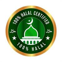 halal certificado logo, icono, insignias y símbolo. halal comida logo vector