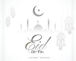 beautiful eid al fitr greeting background with islamic decor vector